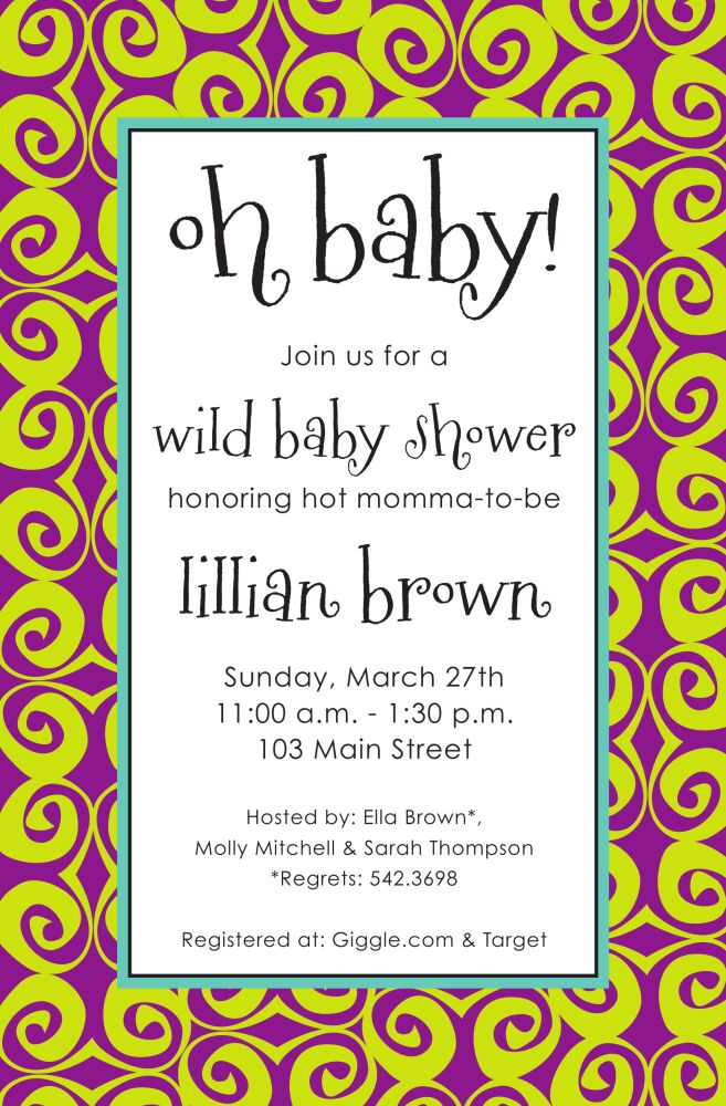 Swirlz Purple Invitation