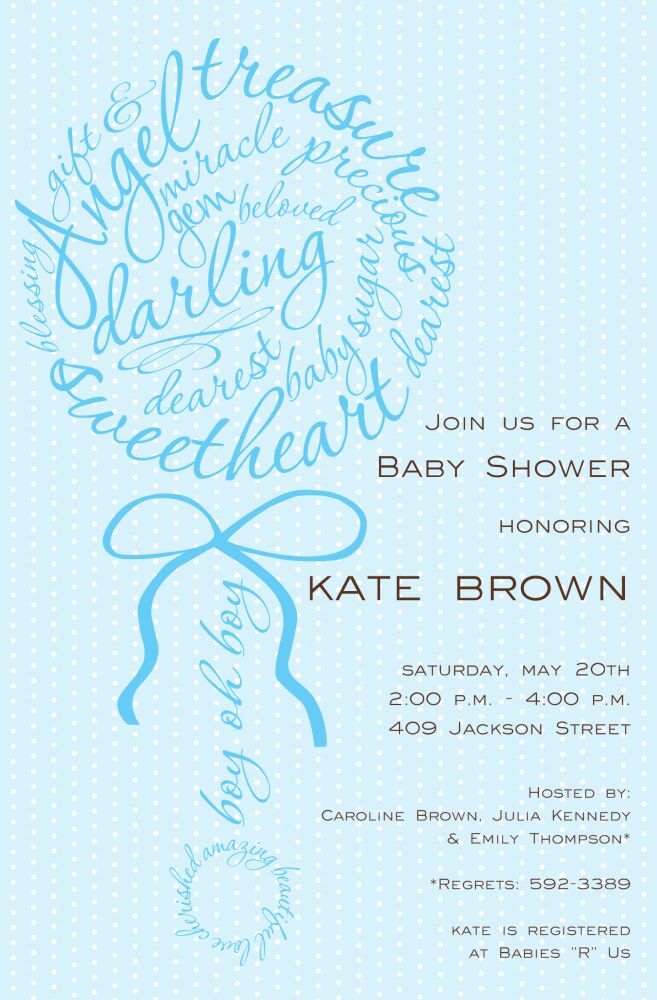 Rattle Script Blue Invitation
