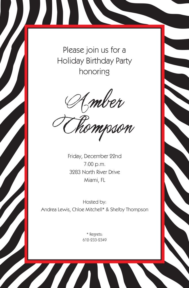 Zebra Black Invitation