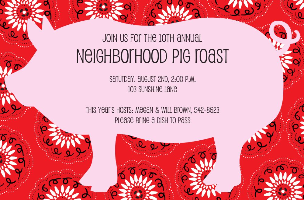 Pig Bandana Invitation