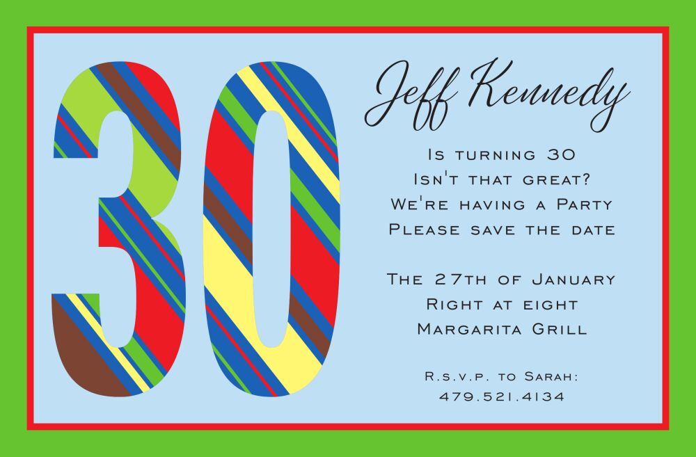 Striped 30 Invitation