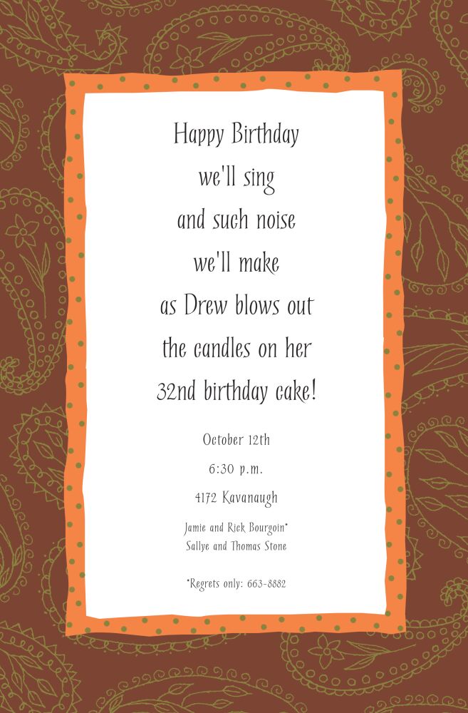 Fall Paisley Invitation