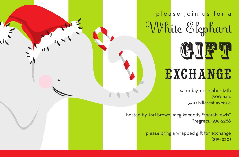 White Elephant Invitation