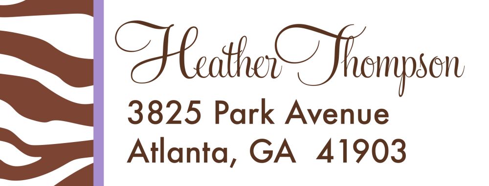 Lilac Zebra Return Address Label