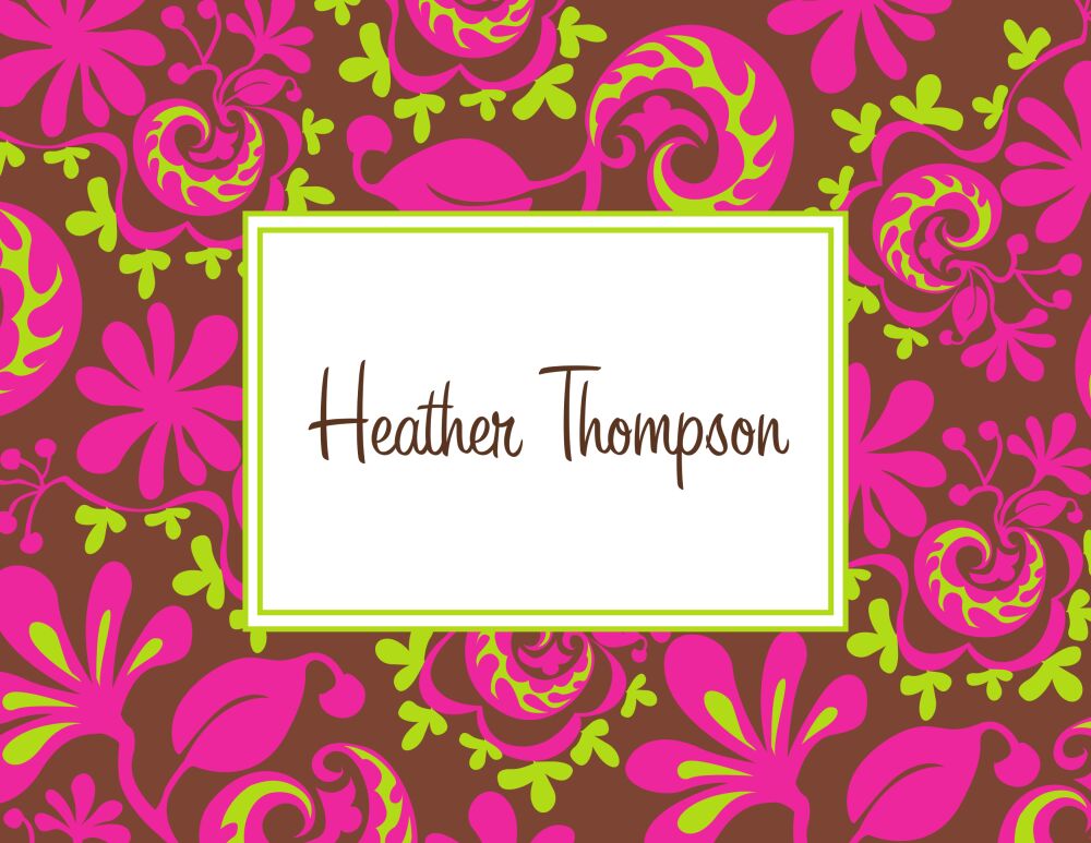 Floral Swirl Brown Folded Note