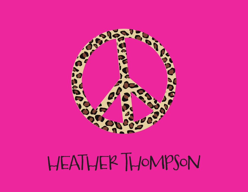 Leopard Peace Sign Folded Note