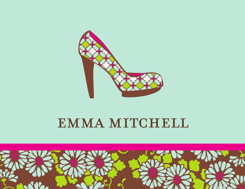 Blue Petals High Heel Folded Note