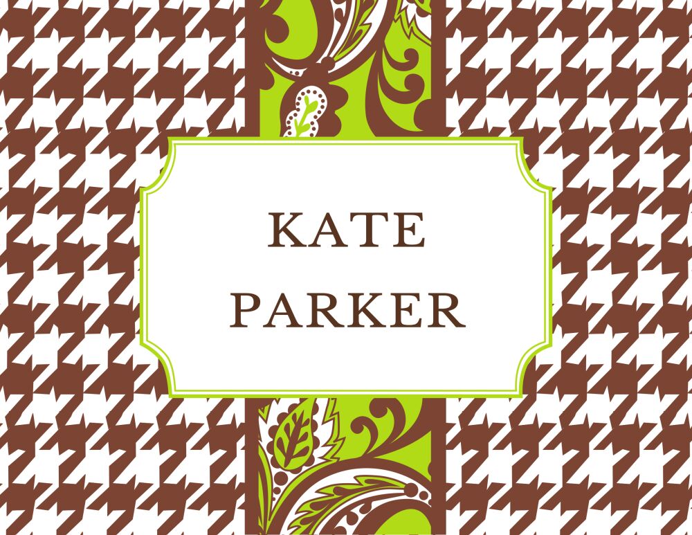 Preppy Houndstooth Green Folded Note