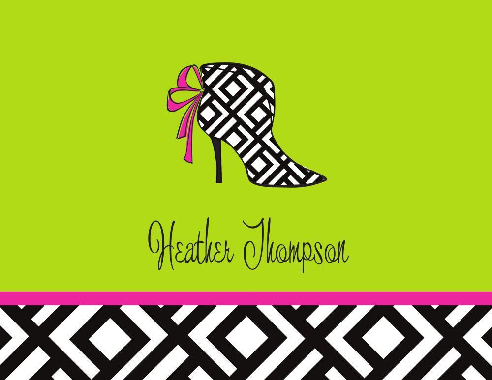 Stiletto Boot Black Tile Folded Note