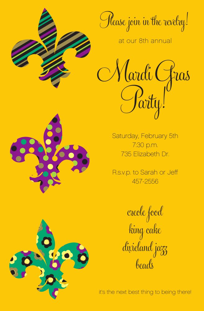 Fleur Stack Mardi Gras Invitation