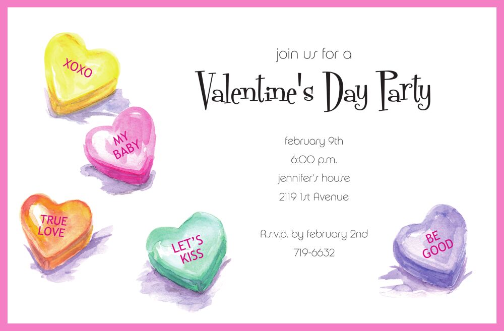 Candy Hearts Invitation