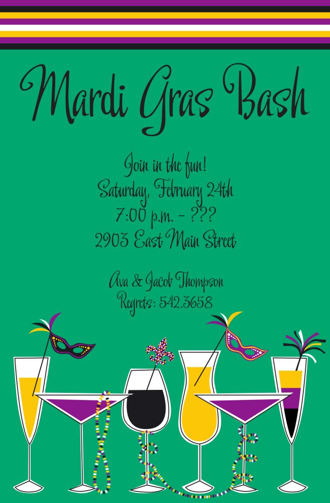 Mardi Gras Sips Invitation