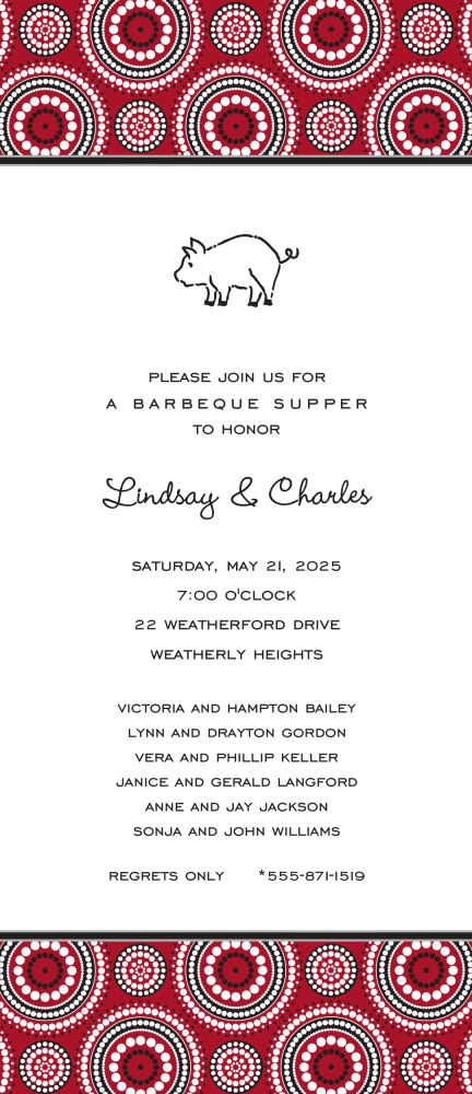 Dotted Circles Red & Black Invitation