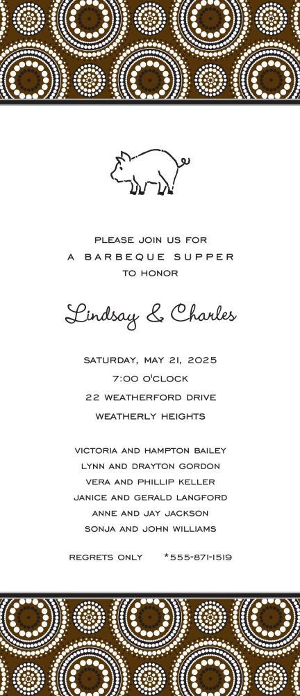 Dotted Circles Chocolate & Black Invitation