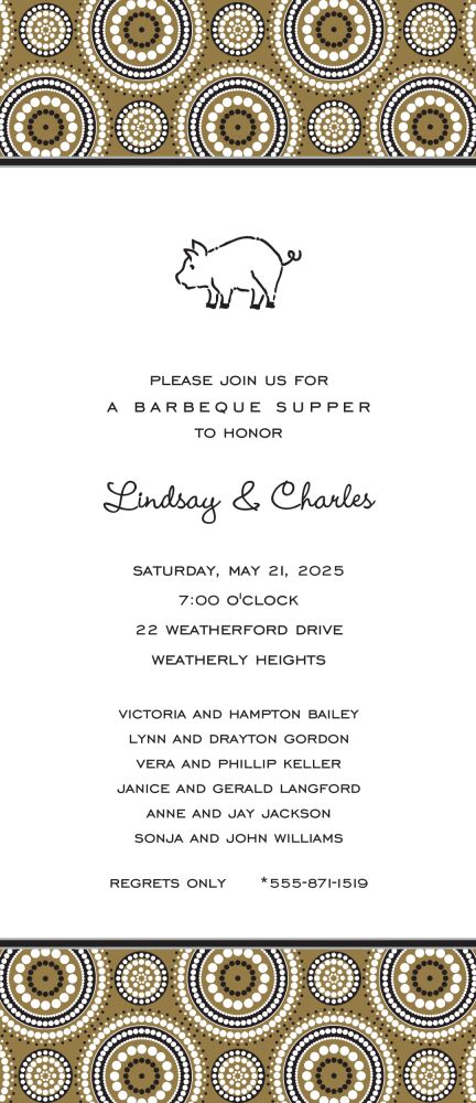 Dotted Circles Gold & Black Invitation