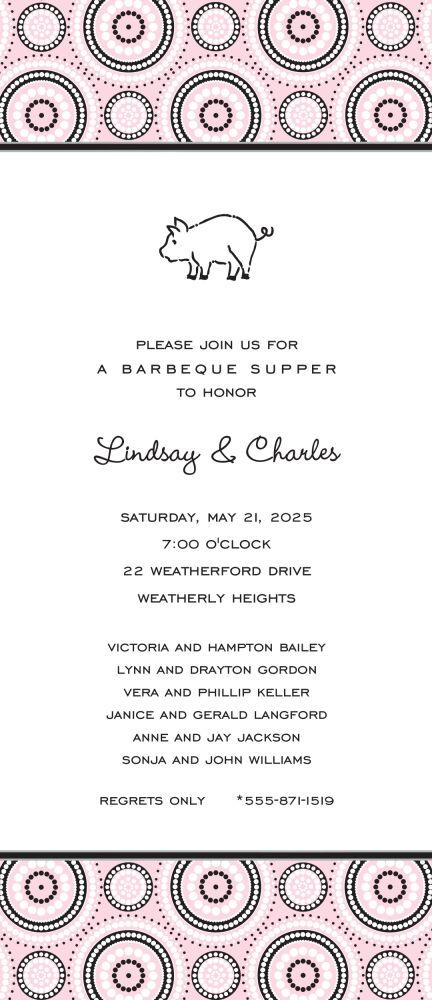 Dotted Circles Pink & Black Invitation