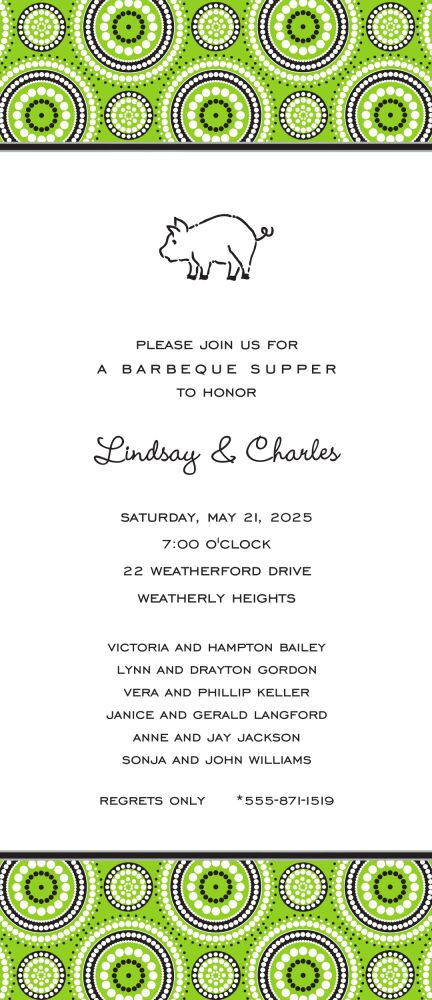 Dotted Circles Lime & Black Invitation