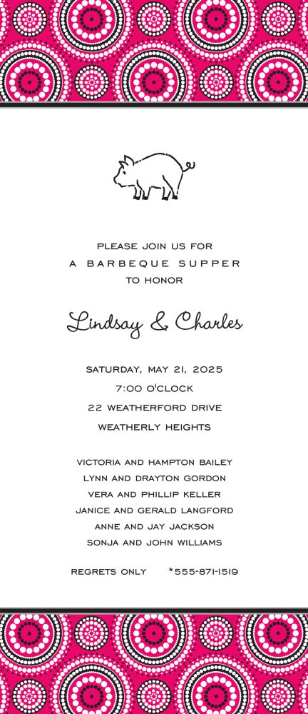 Dotted Circles Hot Pink & Black Invitation