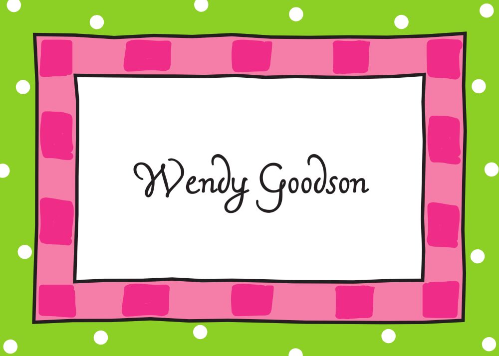 Cool Checks Hot Pink & Lime Flat Enclosure Card