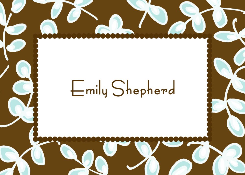 Fun Leaves Aqua & Chocolate Flat Enclosure Card