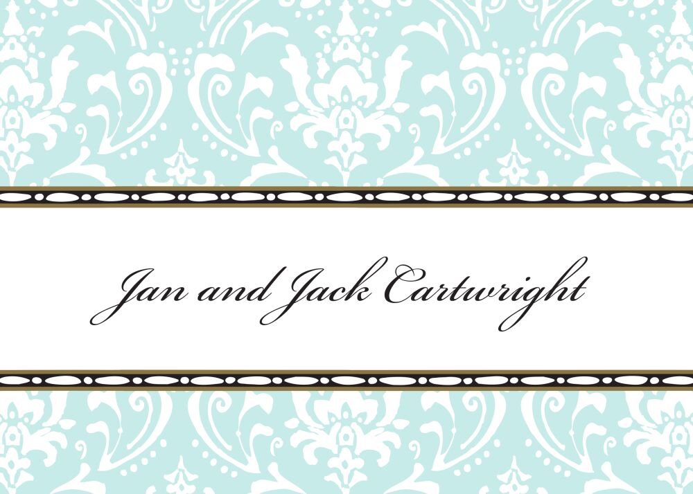 Damask Aqua Flat Enclosure Card
