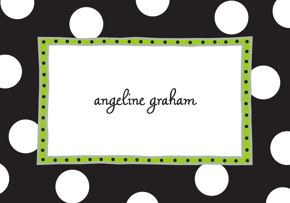 Big Dots White On Black Folded Note