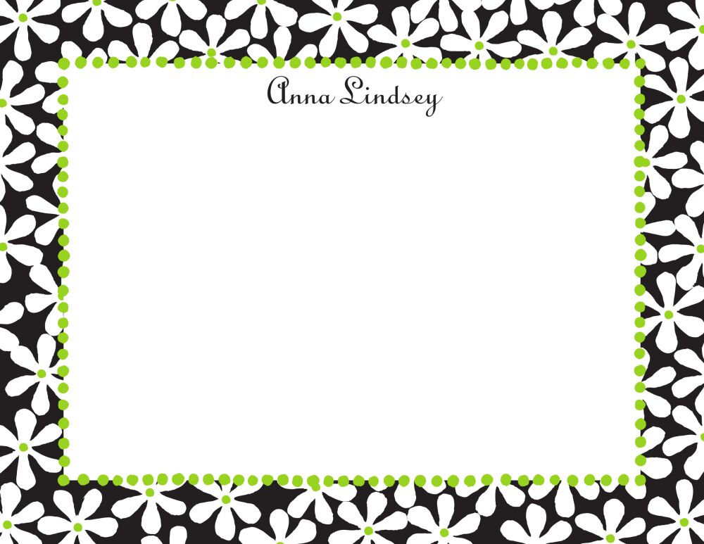 Fun Daisies Black & Lime Flat Note