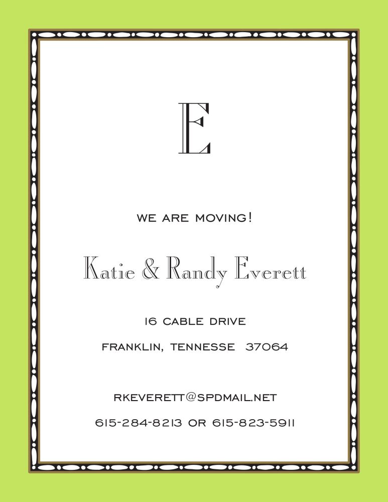 Rice Bead Border Lime Invitation