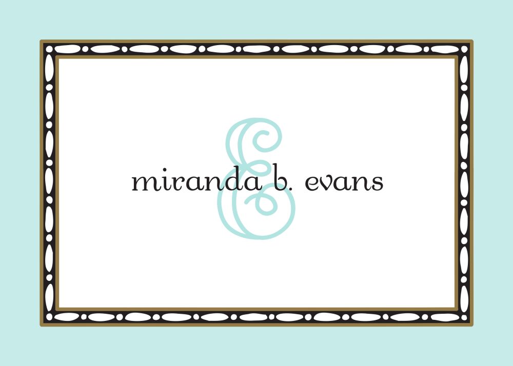 Rice Bead Border Aqua Flat Enclosure Card
