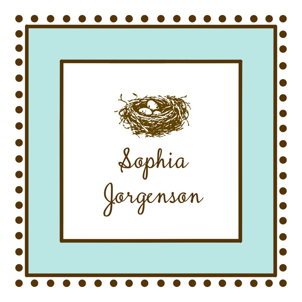 Antique Bead Border Aqua & Chocolate Sticker