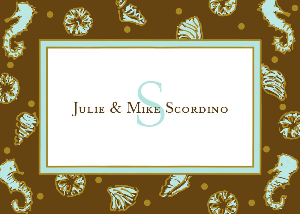 Beach Aqua & Chocolate Flat Enclosure Card