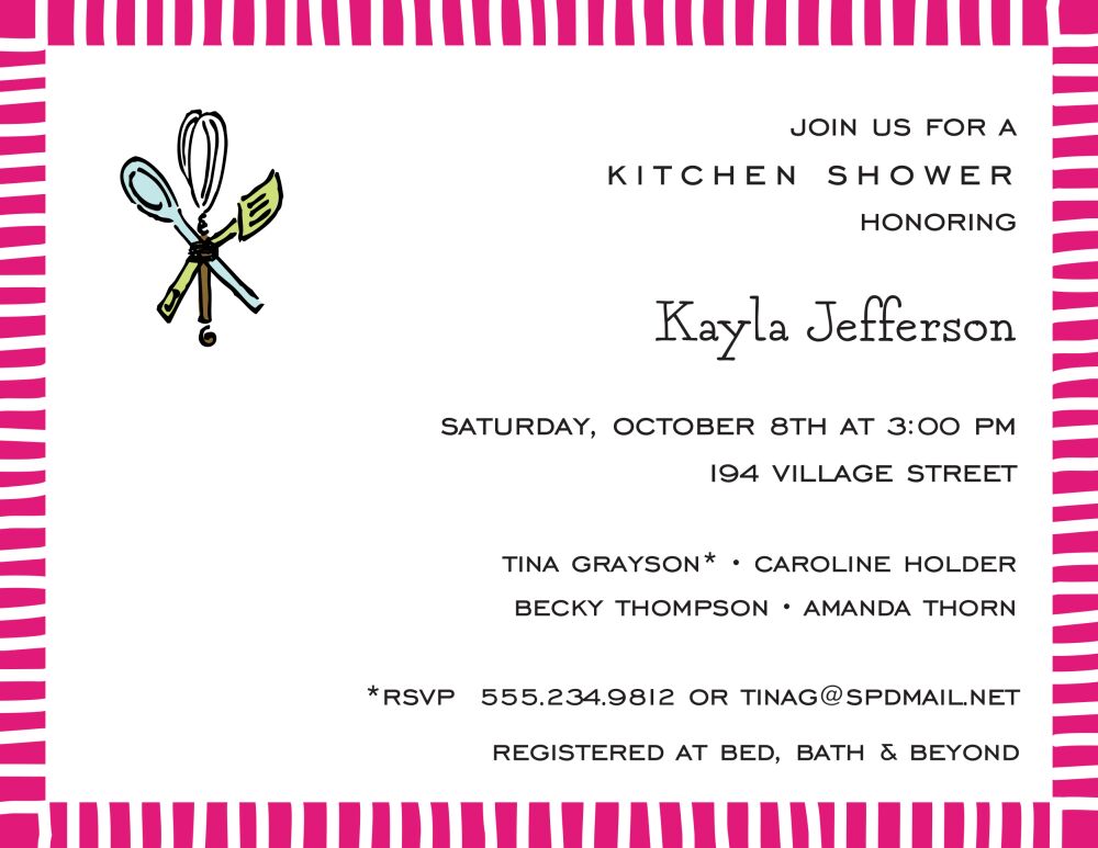 Striped Edge Hot Pink Invitation