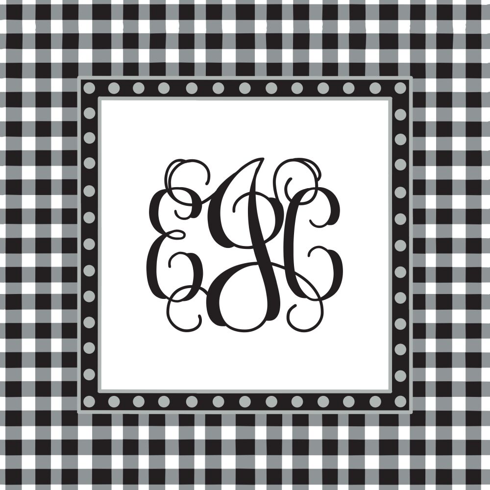 Gingham Black & White Folded Enclosure Card