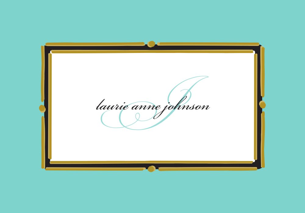Vintage Frame Aqua Folded Note
