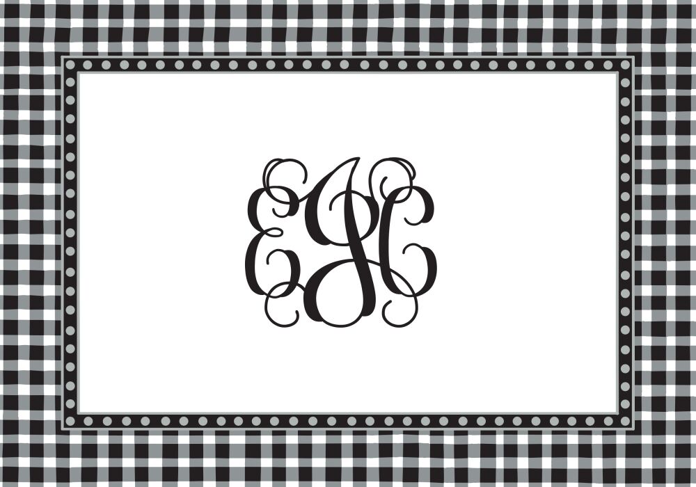 Gingham Black & White Folded Note
