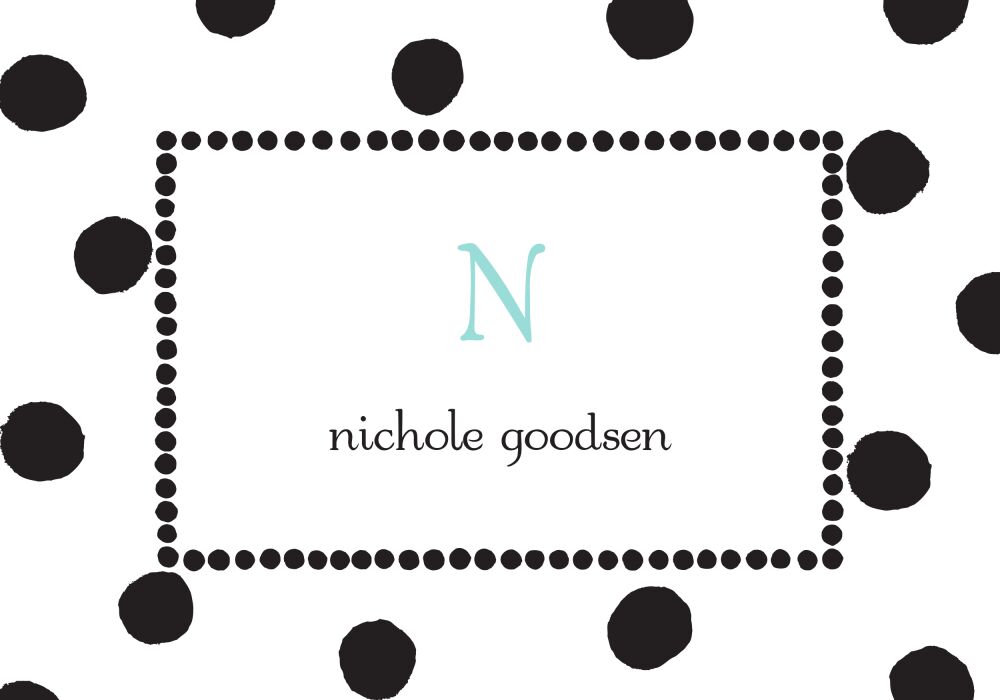 Big Dots Black With Dotted Border Folded Note