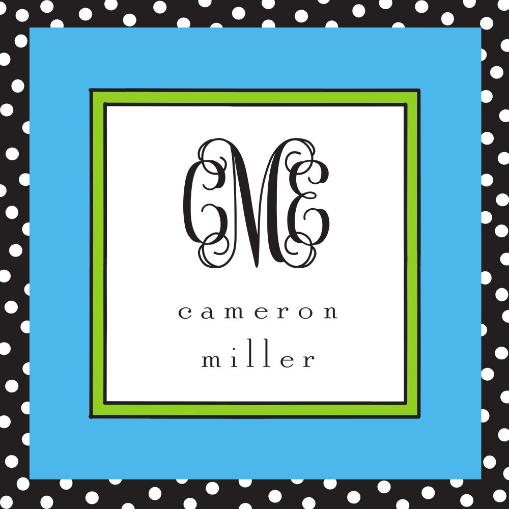 Black Dotted Edge Blue & Lime Sticker