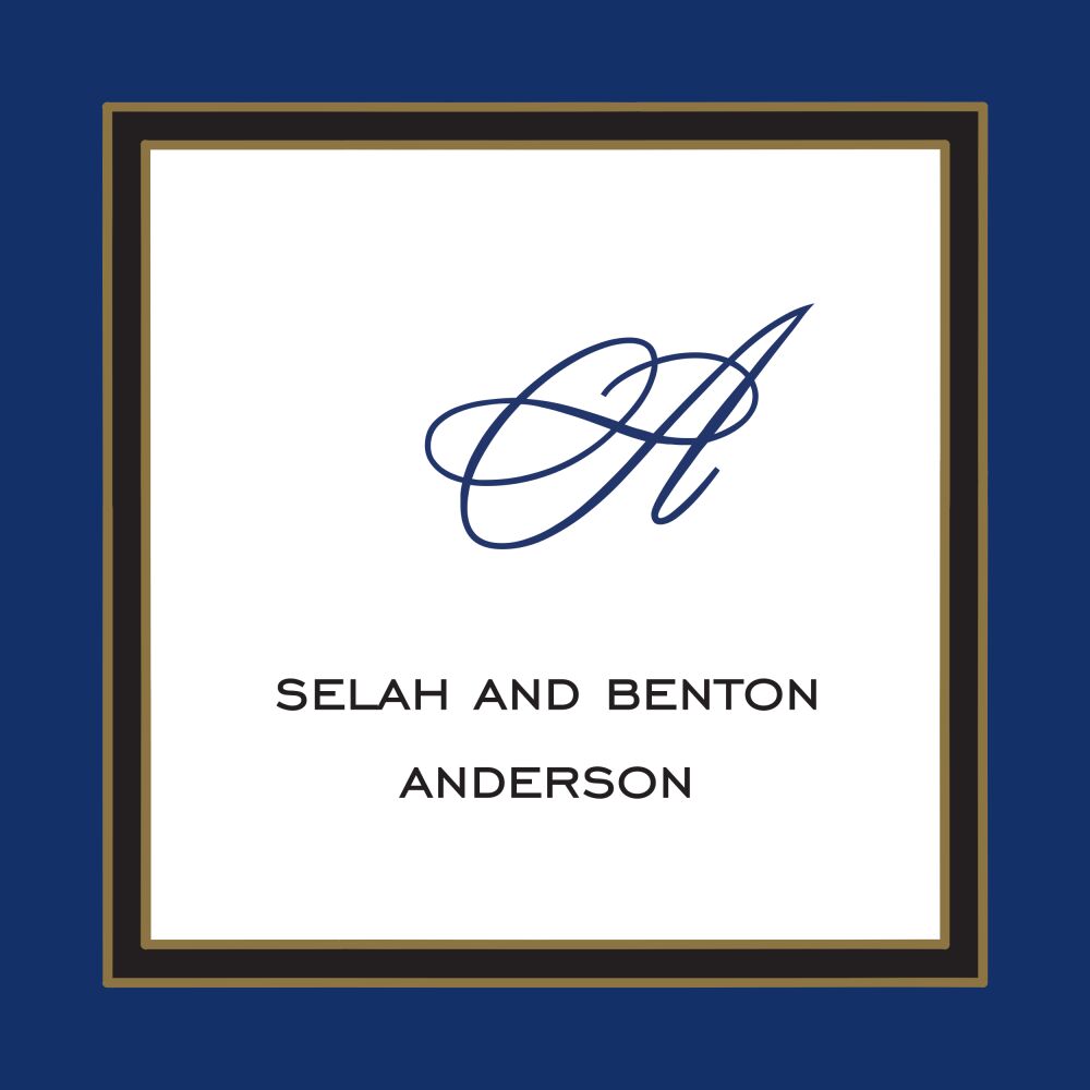 Navy Edge & Black Border Folded Enclosure Card