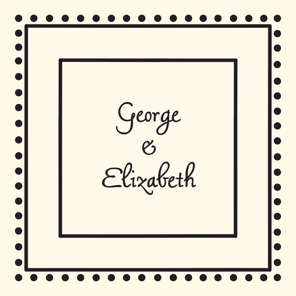 Antique Bead Border Black On Ecru Folded Enclosure Card