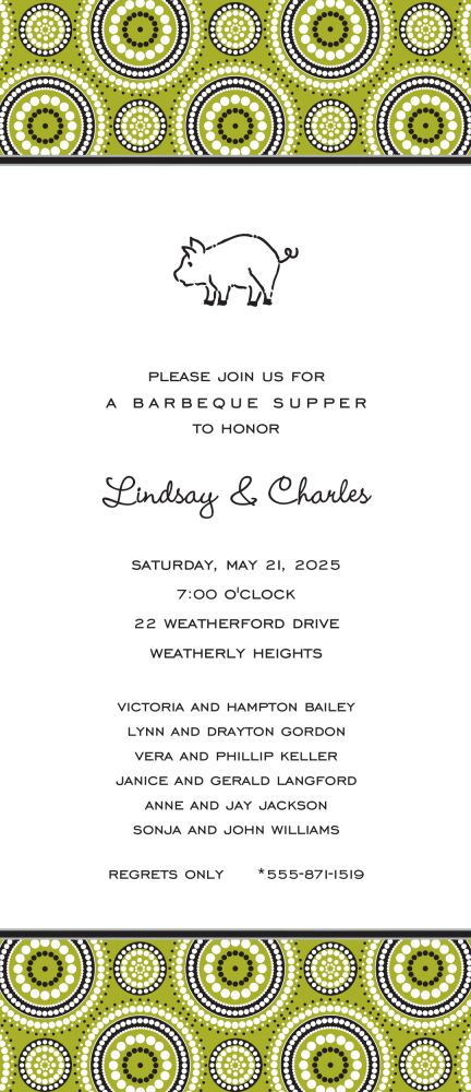 Dotted Circles Olive & Black Invitation