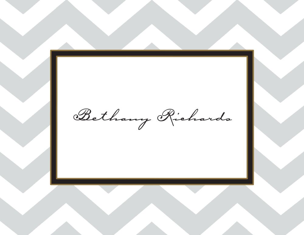 Chevron Border Silver Folded Note