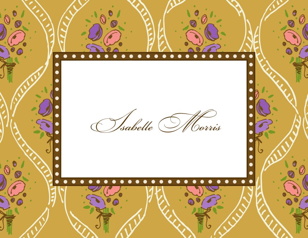 Ribbons & Flowers Gold Folded Note