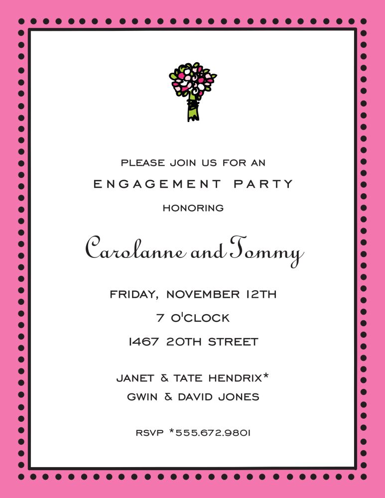 Antique Bead Border Deep Pink Invitation