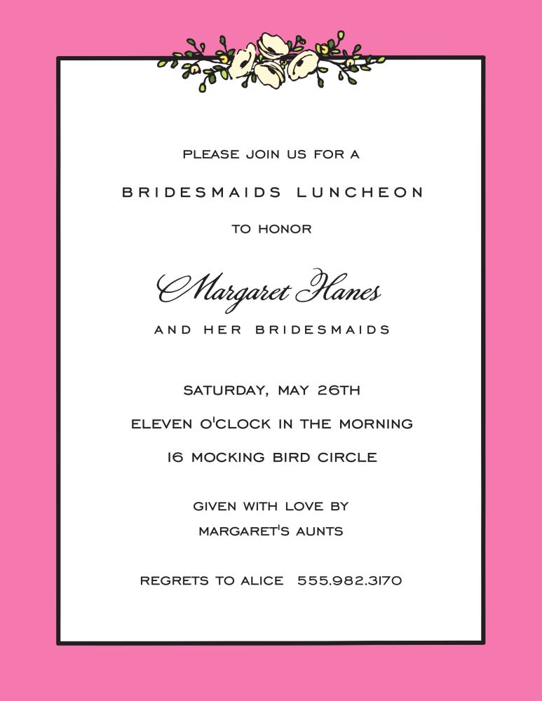 Floral Garland Coral Invitation