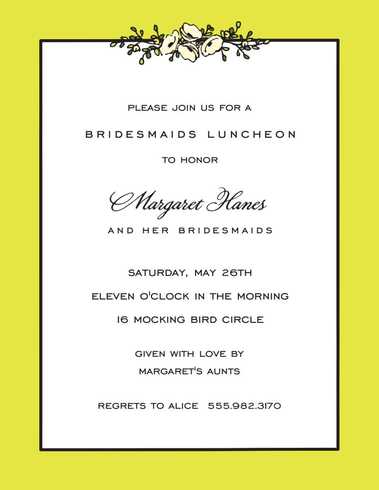 Floral Garland Limeade Invitation