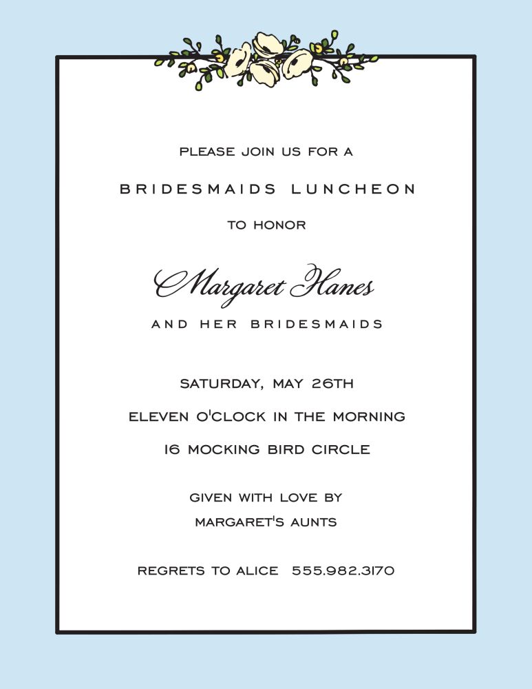 Floral Garland Blue Invitation