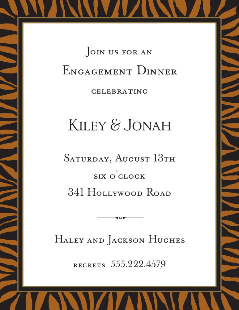 Zebra Edge Black & Gold Border Invitation