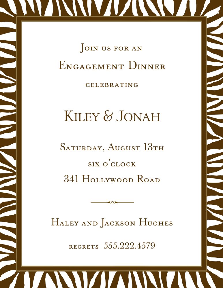 Zebra Edge Chocolate & White Invitation