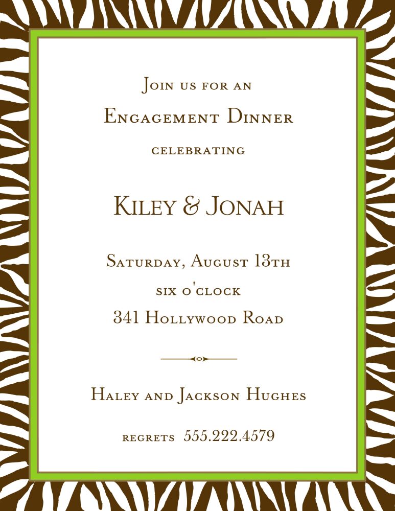 Zebra Edge Chocolate & Lime Border Invitation
