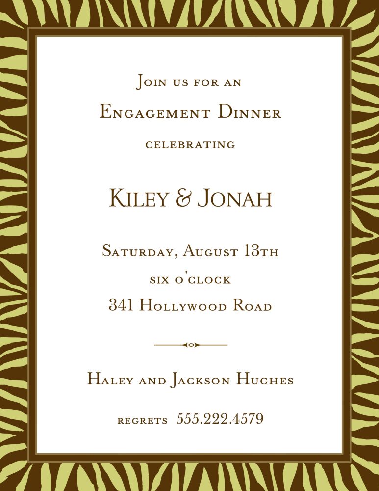 Zebra Edge Chocolate & Olive Invitation
